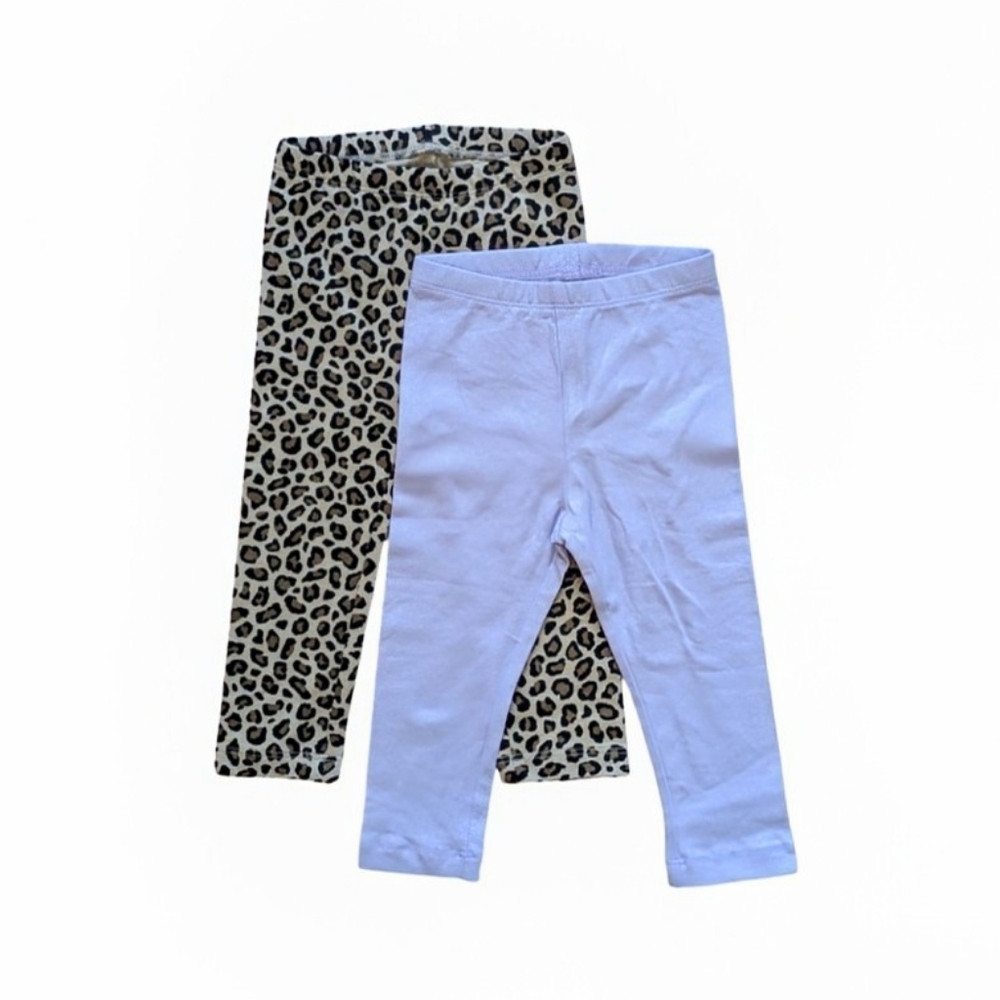 NWOT! ON Jersey Lavender Shimmer and Leopard Leggings Set  - Size 18-24M